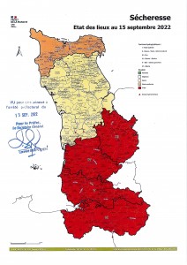 carte sécheresse Manche 15 septembre 2022