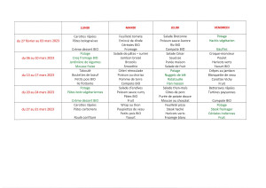 Menus du 27 février au 31 mars 2023