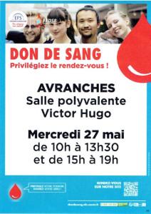 don de sang Avranches 27 mai