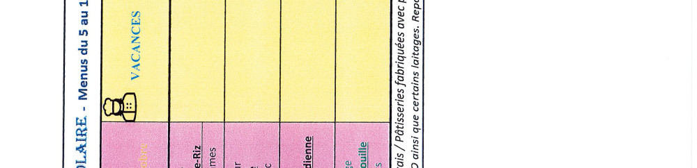 Menus du 5 au 16 octobre 2026